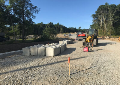 Large construction site with cement blocks