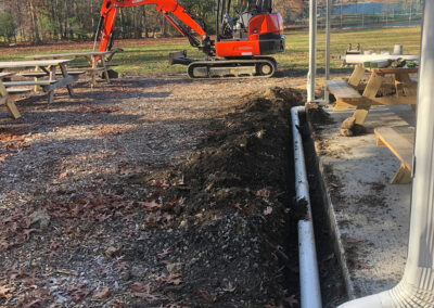 Pipe installation around perimeter of yard